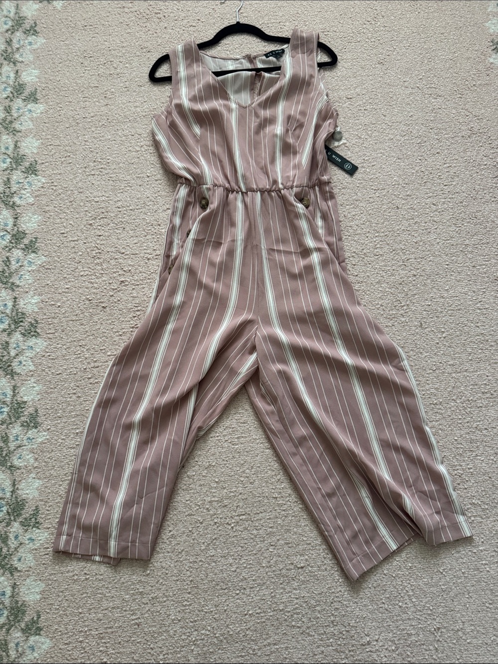 Sleeveless Mauve Striped Jumpsuit